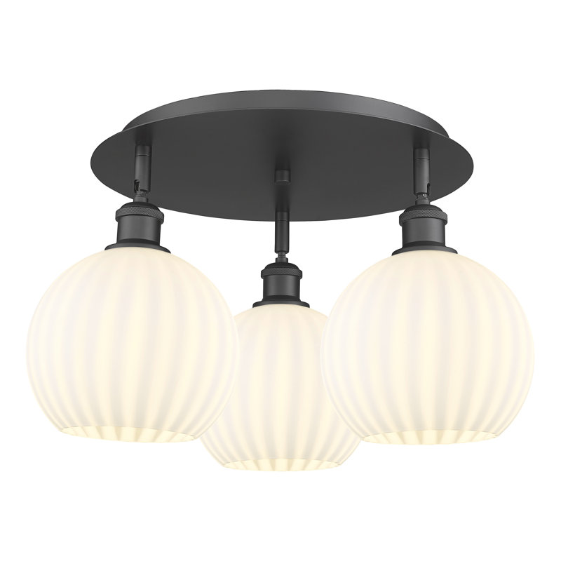 Baxman Glass Semi Flush Mount, Matte Black, 11'' H x 19.75'' W x 19.75'' D