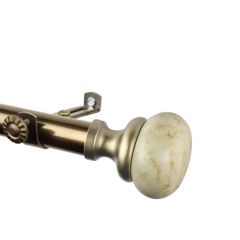 Mykena 13/16" 4-Sided Bay Window Curtain Rod, Antique Brass, 28"-48" (each side)