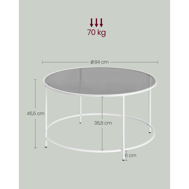 Adiline Frame Coffee Table, White, Grey