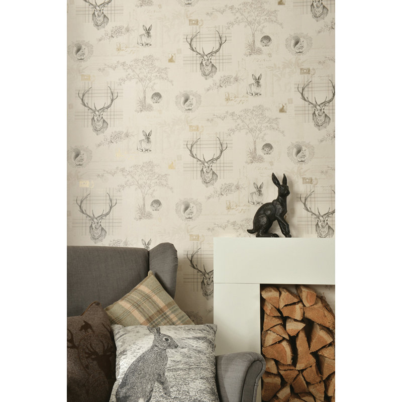 Conner Wallpaper Roll, Charcoal/Linen