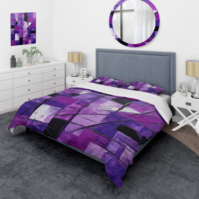 Tachisme Purple Cubism Brush 1 - Tachisme Duvet Cover Set