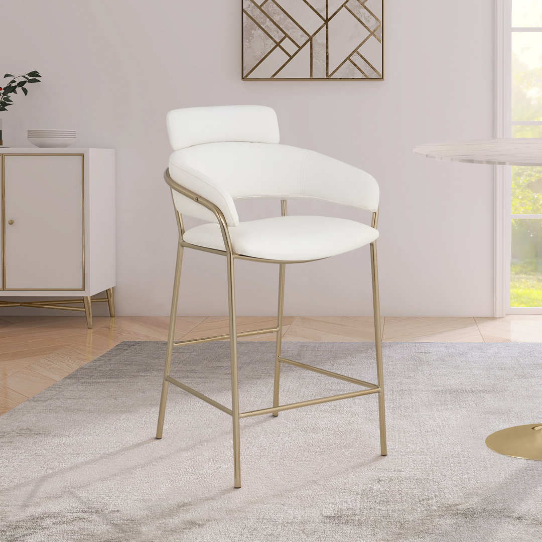 Izaki Upholstered Counter Stool with Metal Frame Everly Quinn
