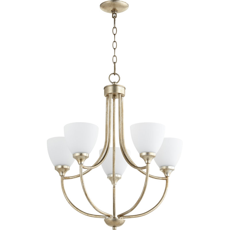 Radack 5 - Light Dimmable Empire Chandelier, Aged Silver Leaf
