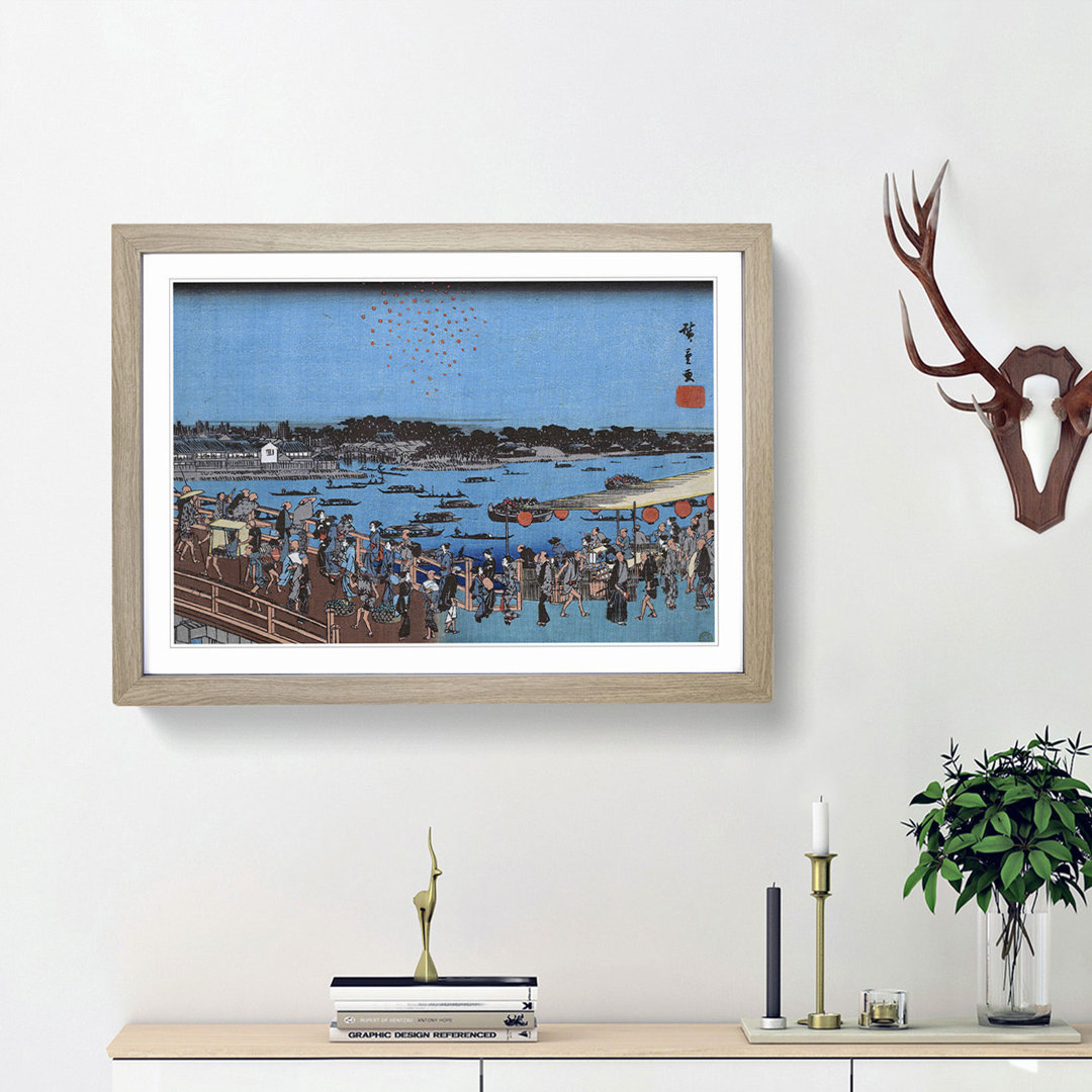 Ryogoku Hanabi No Zu by Utagawa Hiroshige - Picture Frame Painting Print