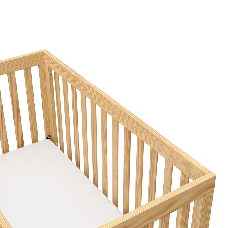 Natural Wood 3-in-1 Convertible Crib with Adjustable Mattress Base