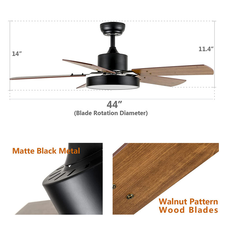 Thar 44'' Ceiling Fan with LED Lights