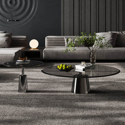 Stylish Grey Tempered Glass Coffee Table