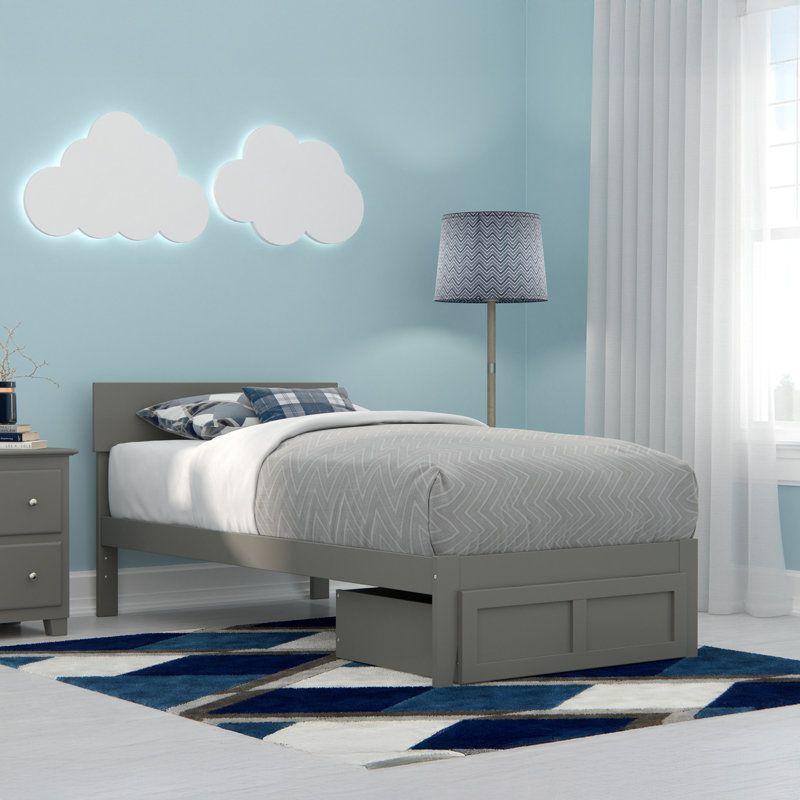Farrah Platform Storage Bed, Gray, Twin