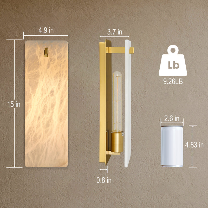 Dimmable LED solid brass Wall Mounted Sconce with Alabaster Shade