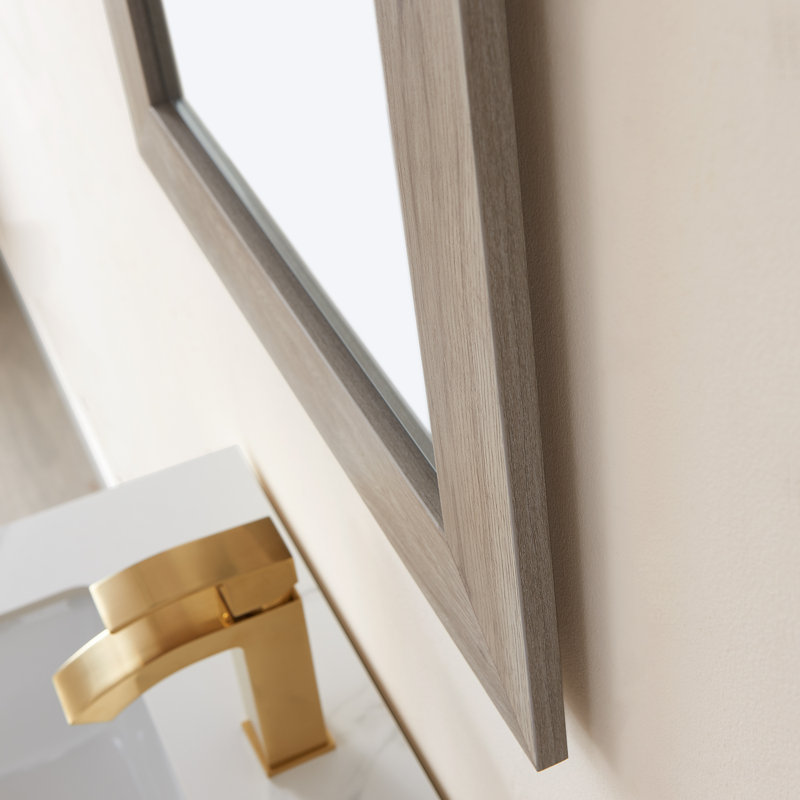 Engineered Wood Flat Wall Mirror, Mexican Oak, 36" x 24"