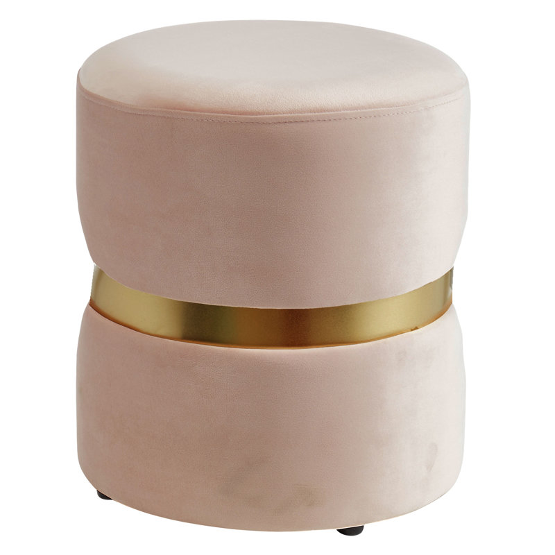 Roseanne Velvet Pouf, Light Pink