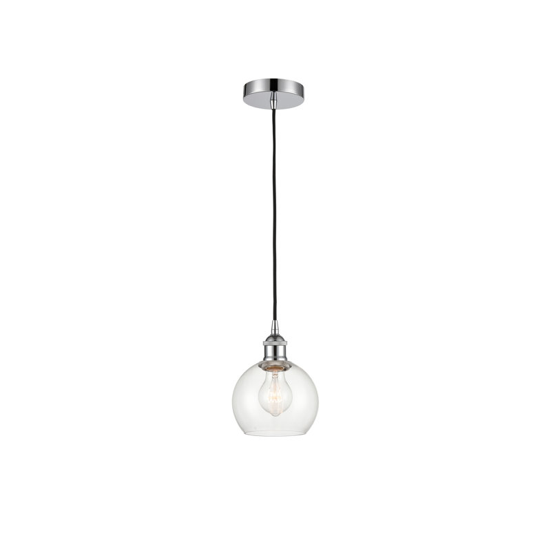 Luminaire suspendu simple à 1 lumière Ralph, Transparent, H 8,88 po x l 6 po x P 6 po, Chrome poli