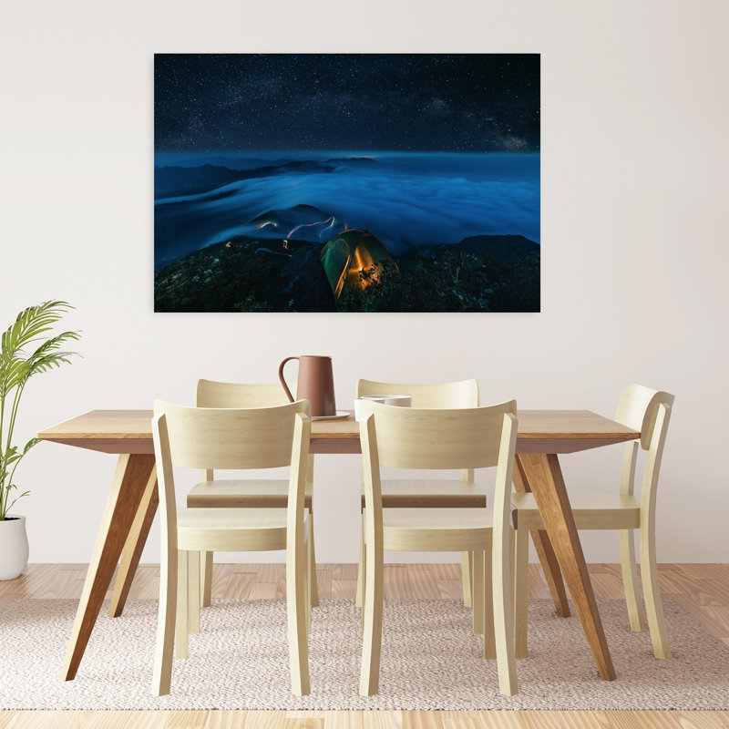 Starry Night Above Clouds Dreamy Peaceful Serene Landscape Mountain Wall Art Print, H 32 po x l 48 po