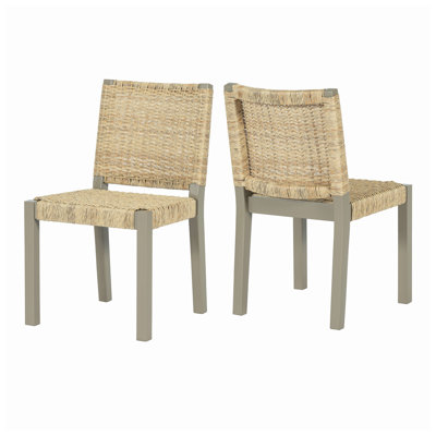 Moon River 19.7" W x 22.5" D x 33.5" H Solid Wood Champagne Finish Dining Chairs (Set of 2)