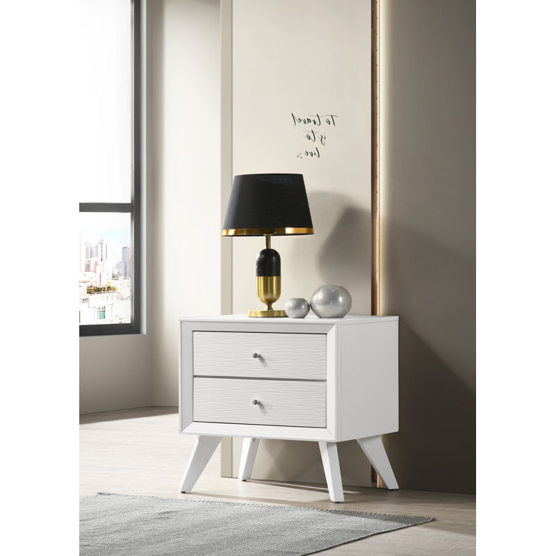 Table de chevet 2 tiroirs blanche Jizell