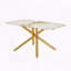 Table de salle à manger 63 "en verre trempé à motif de marbre blanc 63 po