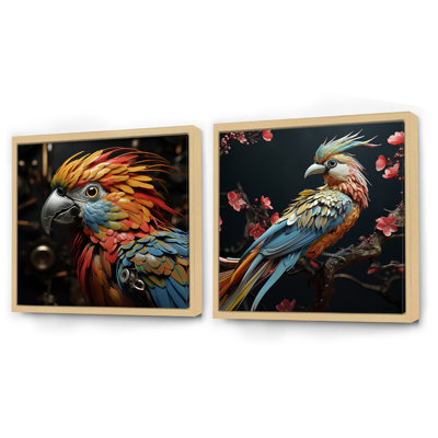 Ensemble de 2 oiseaux oiseaux expressionnistes