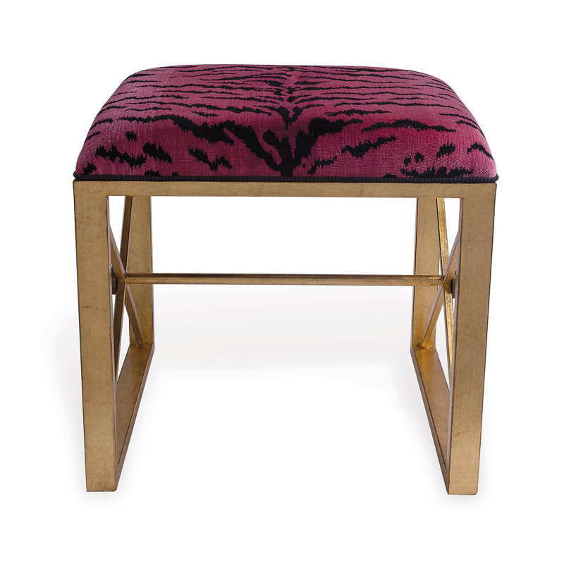 Medallion Upholstered Utility Stool,  Gold