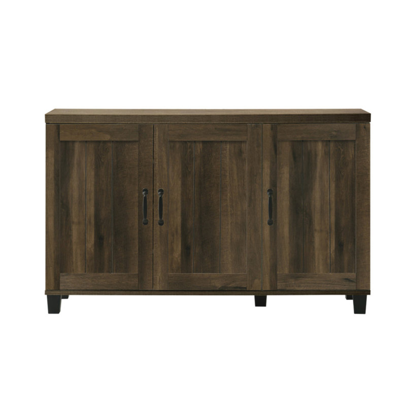 45"W Dark Dusty Oak Finish 3-Door Shoe Cabinet