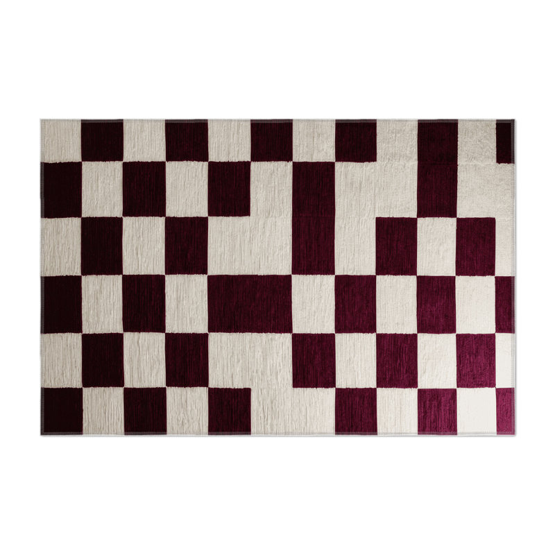 Tapis d'intérieur et d'extérieur à carreaux beige