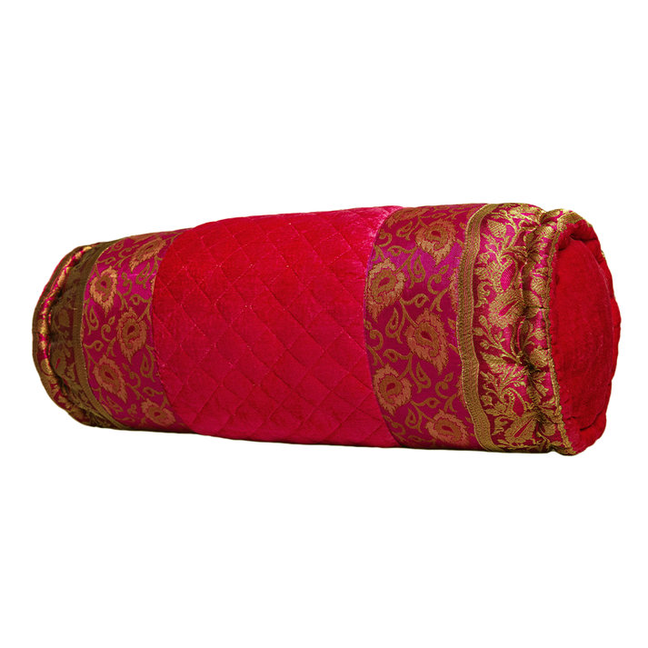 OREILLER VELA VELVET BOLSTER, Motif floral rose