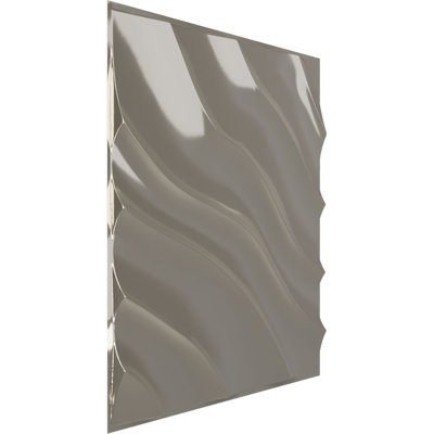 Panneau mural décoratif 3D EnduraWall ondulé moderne l 19 5/8 po x H 19 5/8 po, chrome brillant (couvre 2,67 pieds carrés)