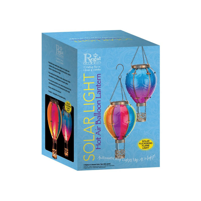 15'' Multicolor Glass Hot Air Balloon LED Lantern