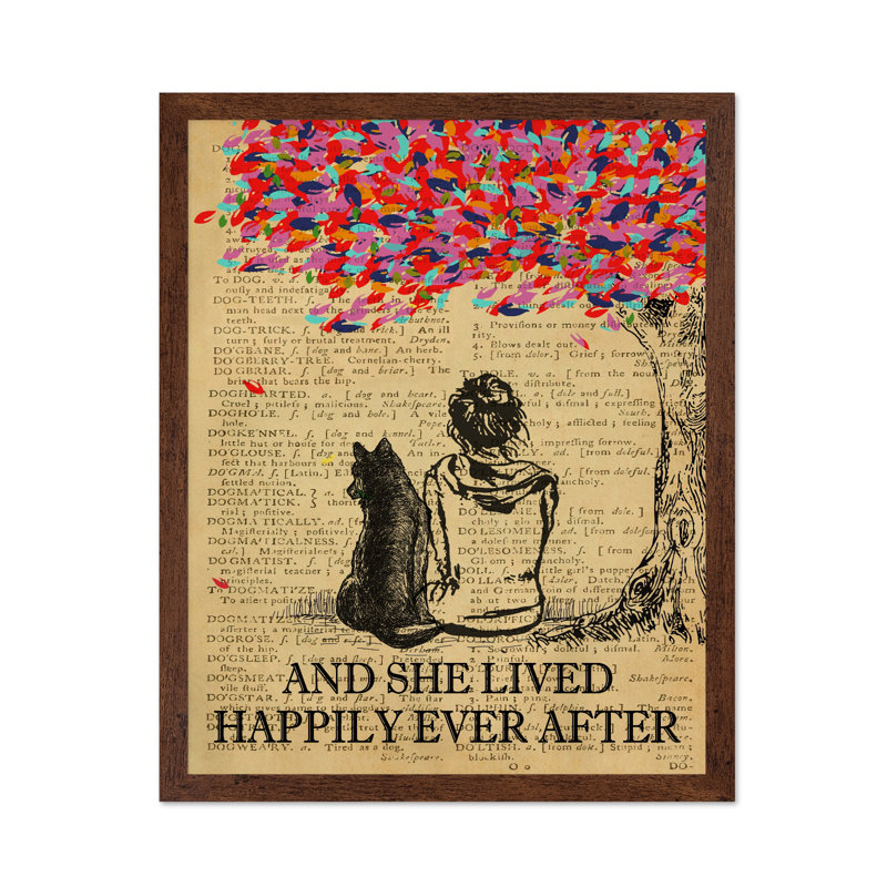 She Lived Happily Ever After, Poster, 11"H x 14"W, Brown Framed