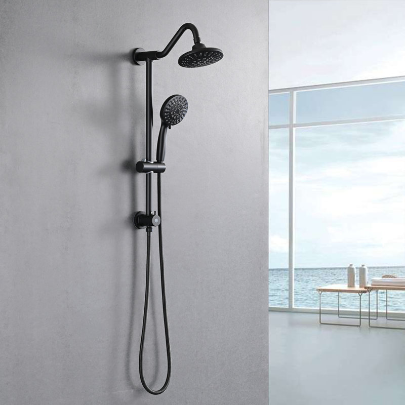 Combinaison de douche à pluie et à main compacte efficace pour la salle de bain, Noir mat