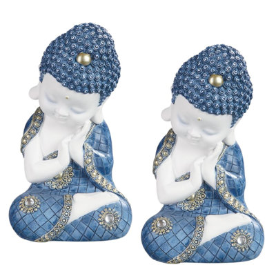 "2-PC Set" ICE ARMOR 8"H Buddha Nodding while Sleeping Figurine Statue Sculpture Ornament Decoration Home/Room Decor and Perfect Gift Ideas for Housewarming, Holidays and Birthdays Great Collectible Addition