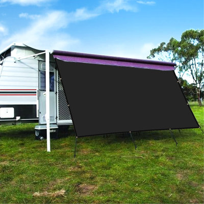 Abat-jour de protection solaire pour auvent 8 pi. Protection X en tissu noir, boules élastiques à 90% et crochets, pour les voyages en filet en plein air