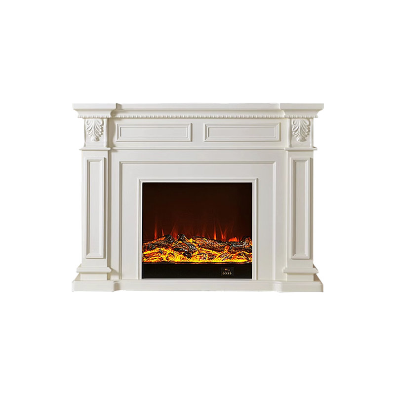 Solid + Manufactured Wood Freestanding Fireplace, White