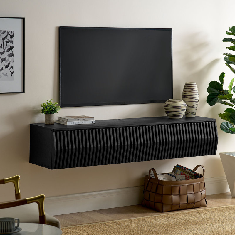 Vaughn 64" Wall Mount TV Stand, Black