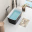 Baignoire autoportante carrée en acrylique 49 po avec drain japonais, drain noir brillant et trop-plein, extérieur