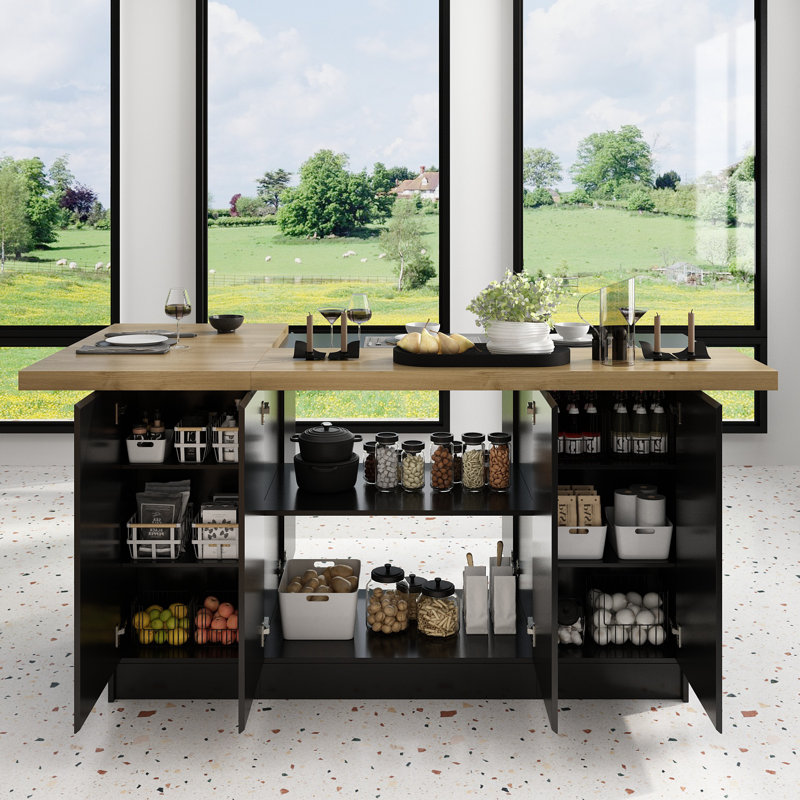 Arvene 77.3'' Kitchen Island with Manufactured Wood Top