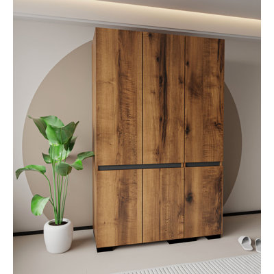 Armoire rustique avec tablettes multiples, noyer et anthracite, 53,1 po x 82,7 po x 20,5 po | Panneau de particules 100% mélaminé, pieds en plastique | Support mural, capacité de tablette de 66,1 lb | Solution de rangement élégante pour la maison