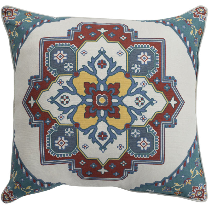 Technicolor Cotton Geometric Throw Pillow, Bright Red, Down Fill, 20" x 20"
