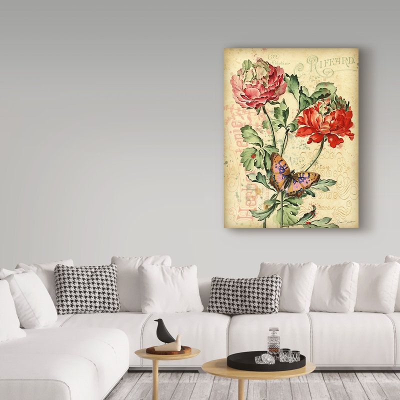 «French Florals 3» par Deagen, impression sur toile tendue, H 19 po x l 14 po x P 2 po