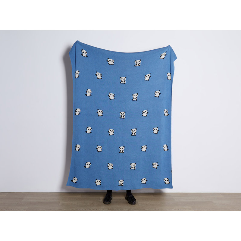 Bergmann Knitted Throw Blanket, Blue