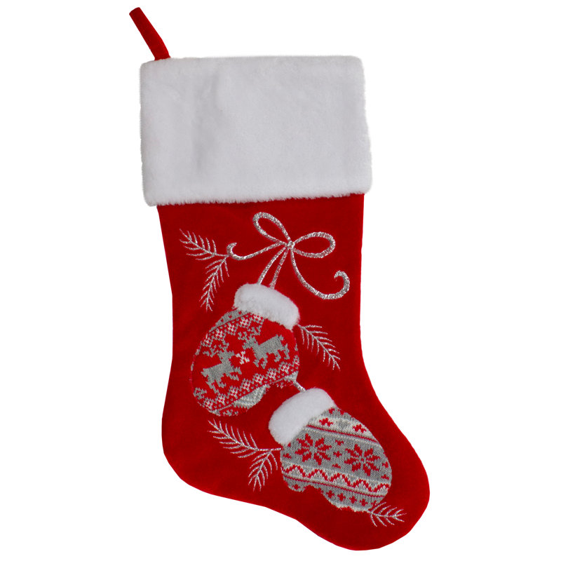 Chaussette de Noël rouge et blanche 20,5 pouces