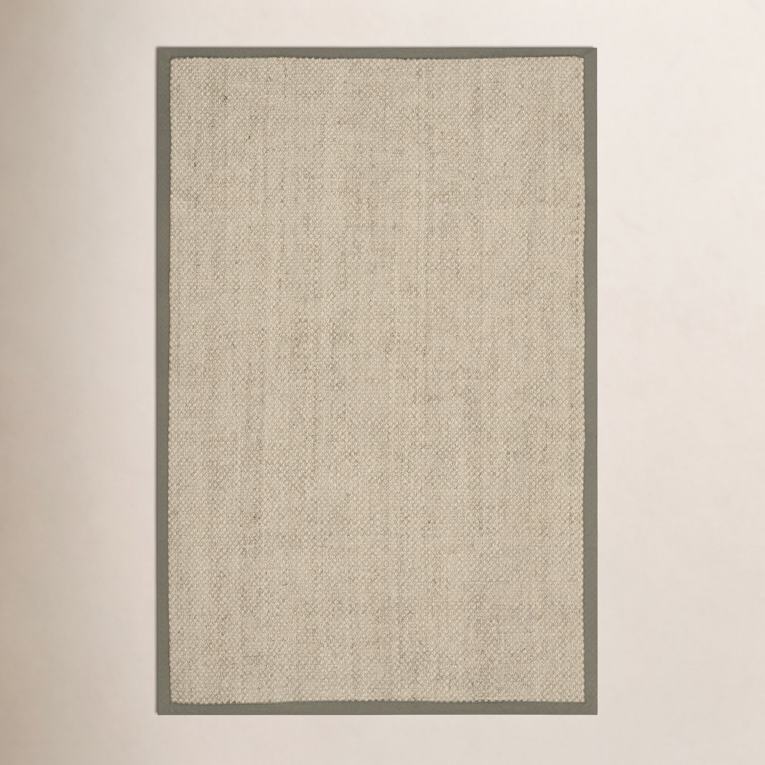 Beige Green Floral Jute Rug, Rectangle 4' x 6'