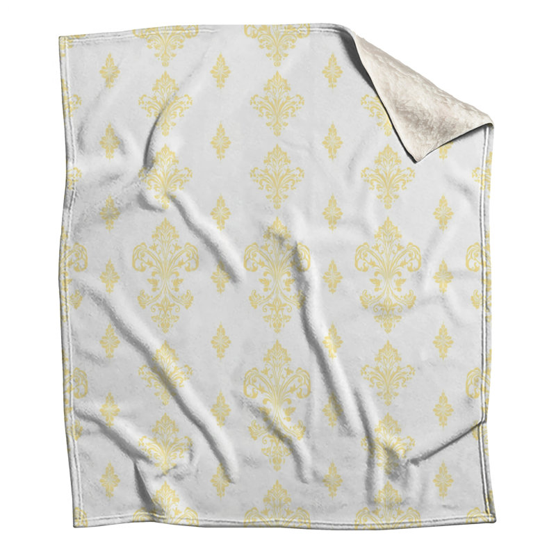 Yellow Damask Pattern Blankets, 60in W x 80in H