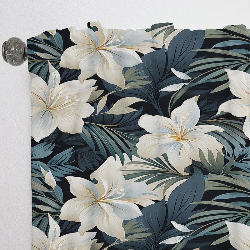 Motif botanique beige et gris Jungle II - rideau floral - rideau obscurcissant - 1 panneau, L 52 po x L 63 po