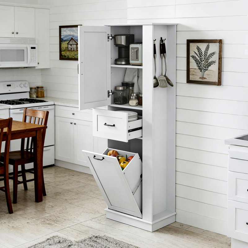 Grande armoire de rangement moderne avec compartiment inclinable, tablettes réglables, charnières à fermeture en douceur