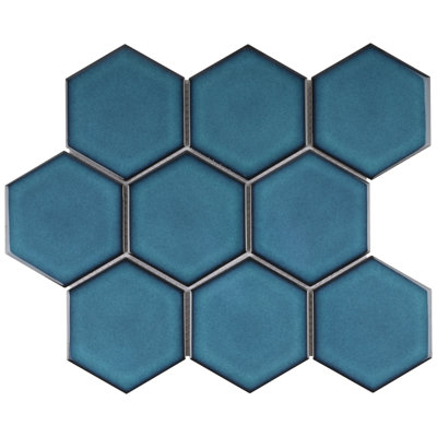 Carreau de mosaïque en porcelaine brillante nid d'abeille 10,08 po x 11,64 po Porcetile Crystal 