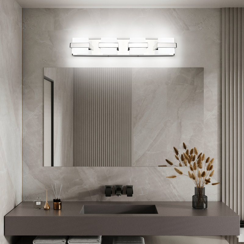 Modern Chrome 4-Light Dimmable LED Vanity Light