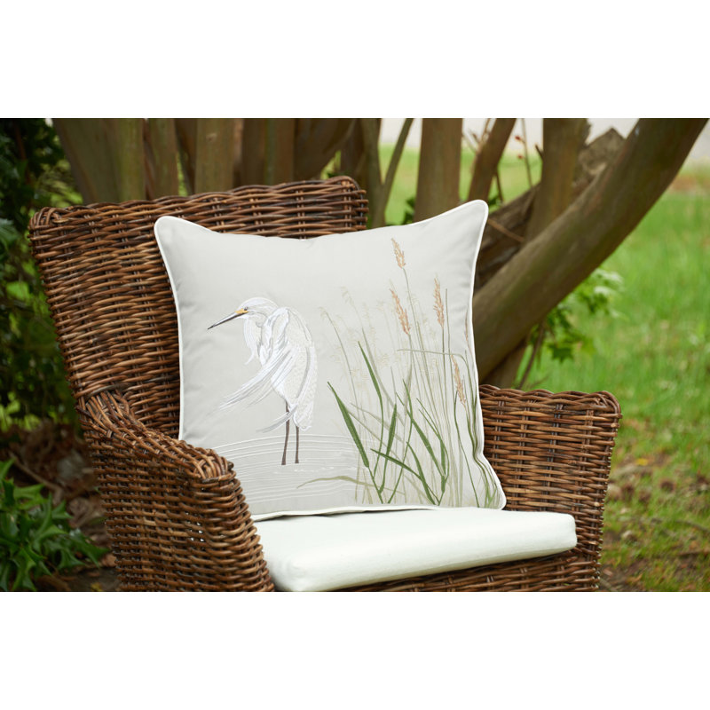 White Egret Pillow-Grey Left