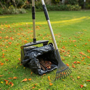 Long-Handle Stainless Steel Pooper Scooper, Swivel Bin & Rake, 20 Waste Bags, Heavy-Duty Metal for Large to Small Dogs