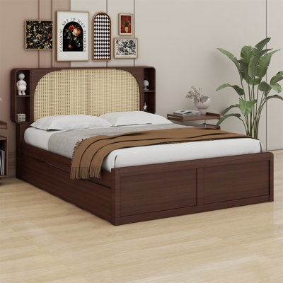 Rattan Headboard Bed With Drawers And Trundle