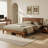  Modern Solid Wood Platform Bed Frame with Headboard, Brown-1791813263